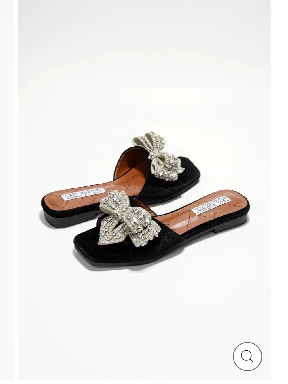 Cape Robbin Black Slide with Crystal Bow Accent - Picture 2 of 7